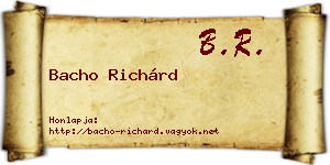 Bacho Richárd névjegykártya
